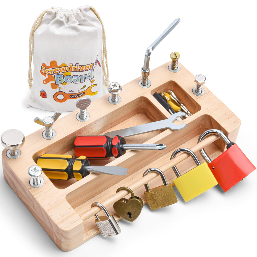 CGYUJISD screwdriver board set wooden board supports fine motor development through play.