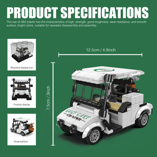 CH NTWH golf cart model blue side view shows movable tires for realism