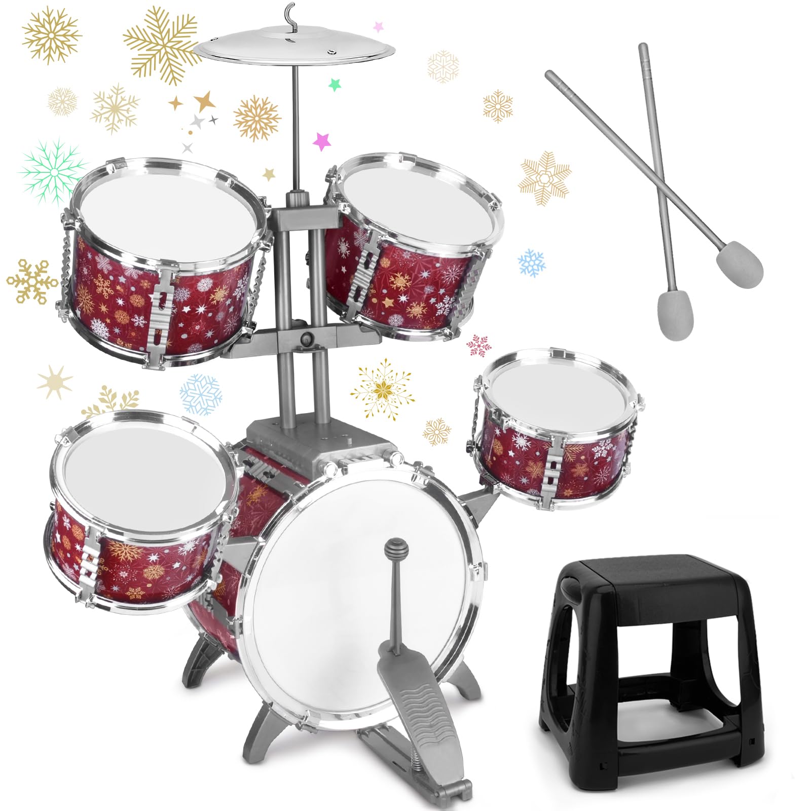 CHADRIGIVS kids drum set bass drum with pedal for stable, energetic play.