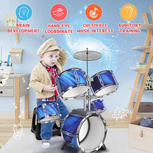 CHADRIGIVS kids drum set blue center drums designed for easy reach