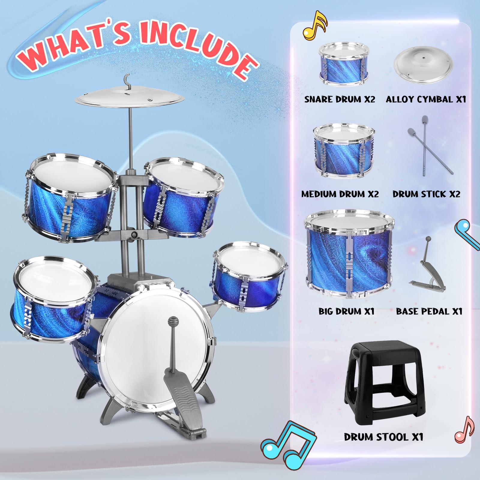 CHADRIGIVS kids drum set blue drumsticks encourage coordinated play