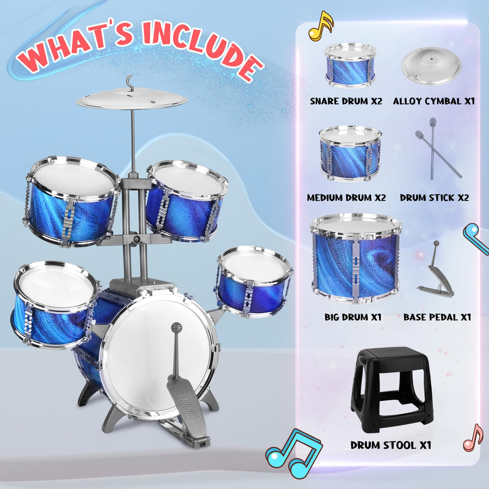 CHADRIGIVS kids drum set blue drumsticks encourage coordinated play