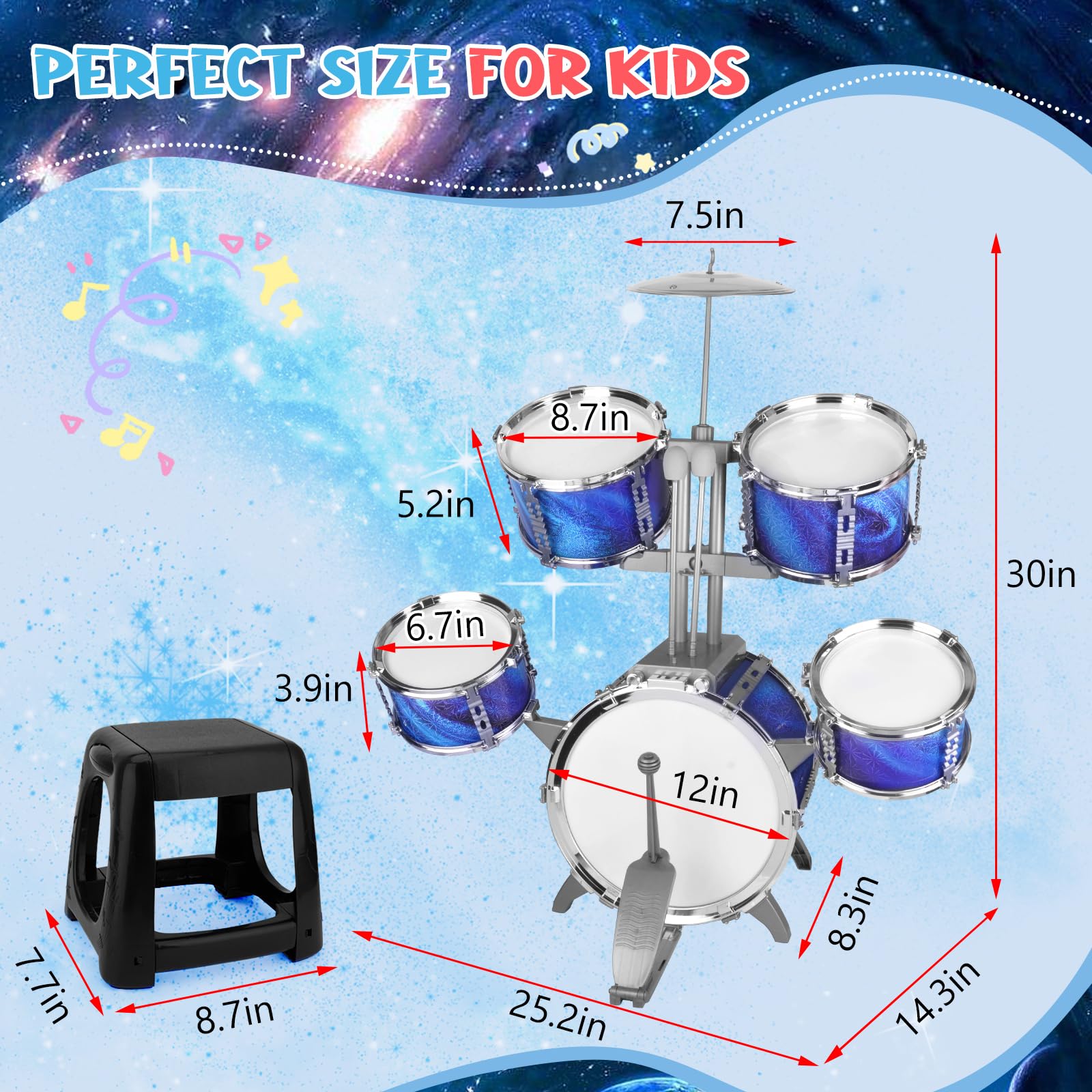 CHADRIGIVS kids drum set blue action-ready toy for birthdays