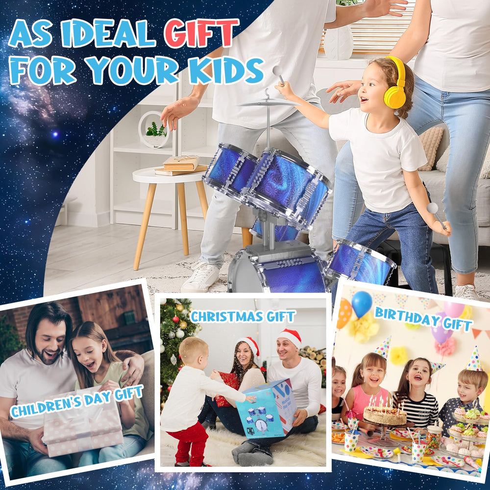 CHADRIGIVS kids drum set blue stools for stable, comfortable practice