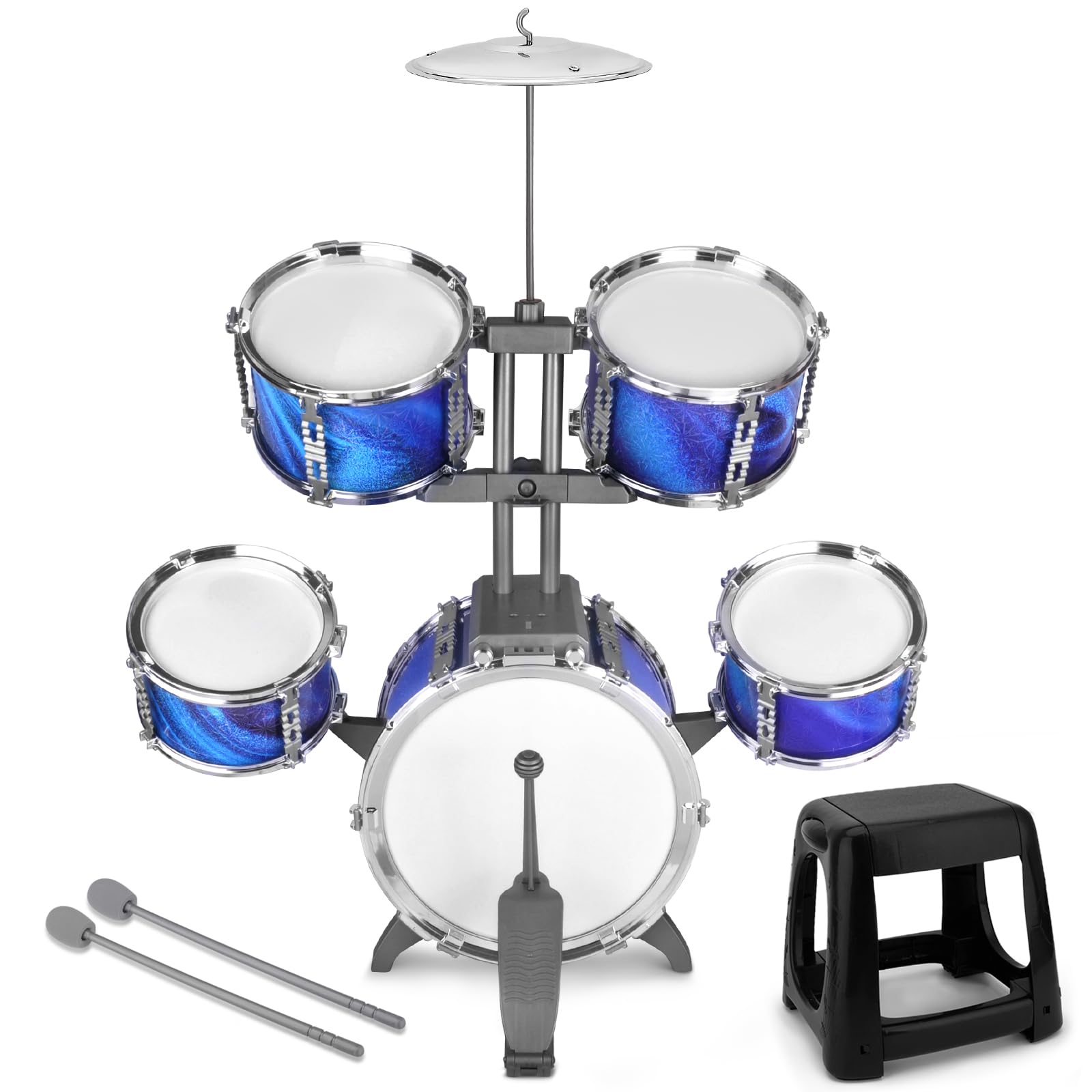 CHADRIGIVS kids drum set blue sturdy stool included