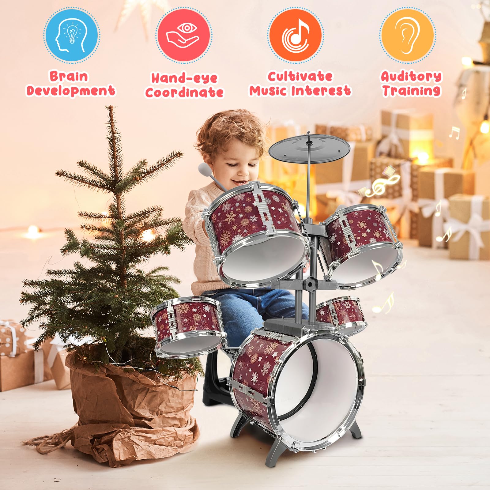 CHADRIGIVS kids drum set center drum 2 enables dynamic rhythms for kids.
