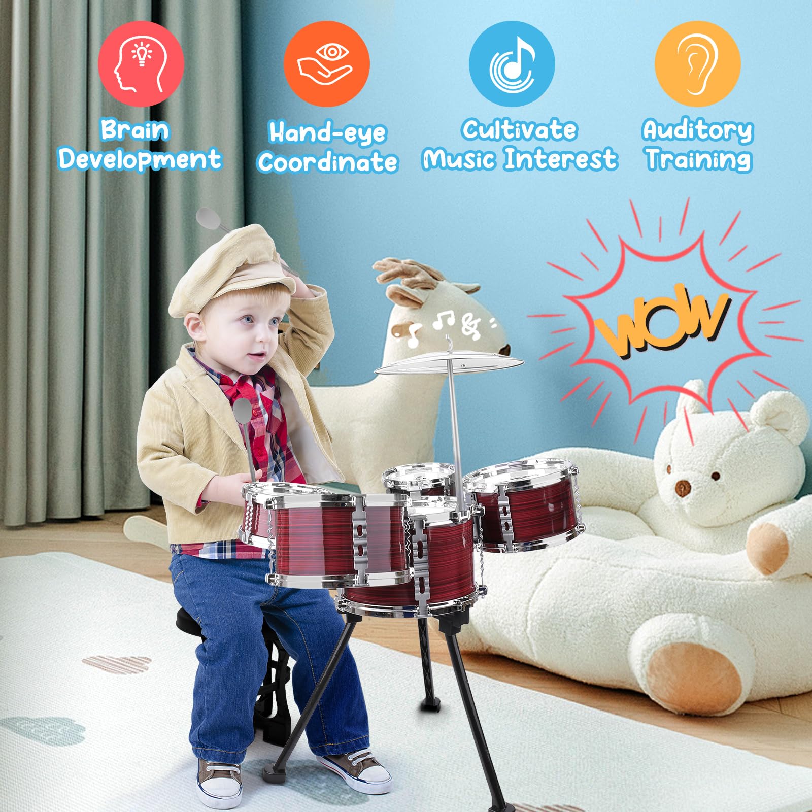 CHADRIGIVS kids drum set in action encourages rhythm learning and motor skills