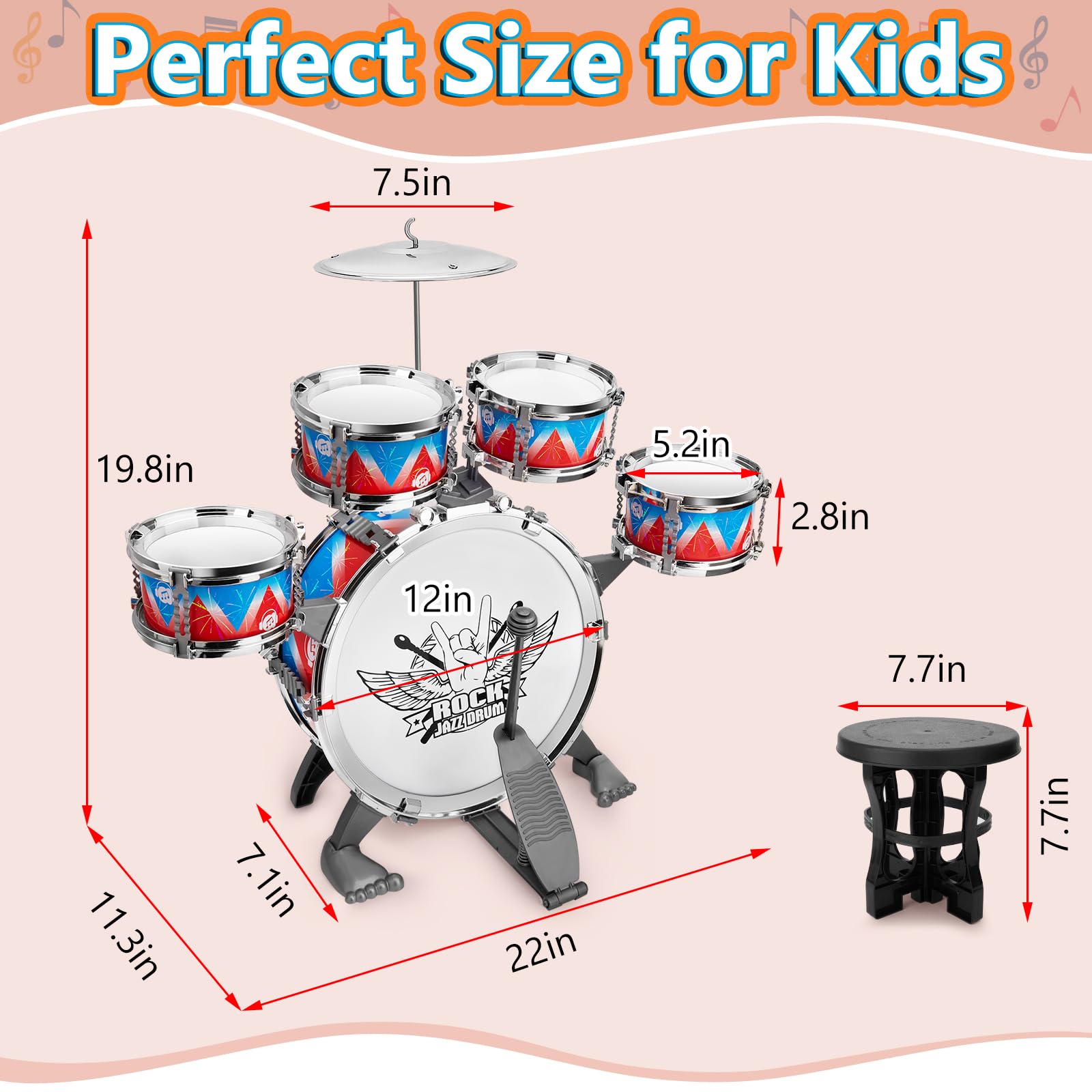 CHADRIGIVS toddler drum set cymbal adds bright musical sparkle.