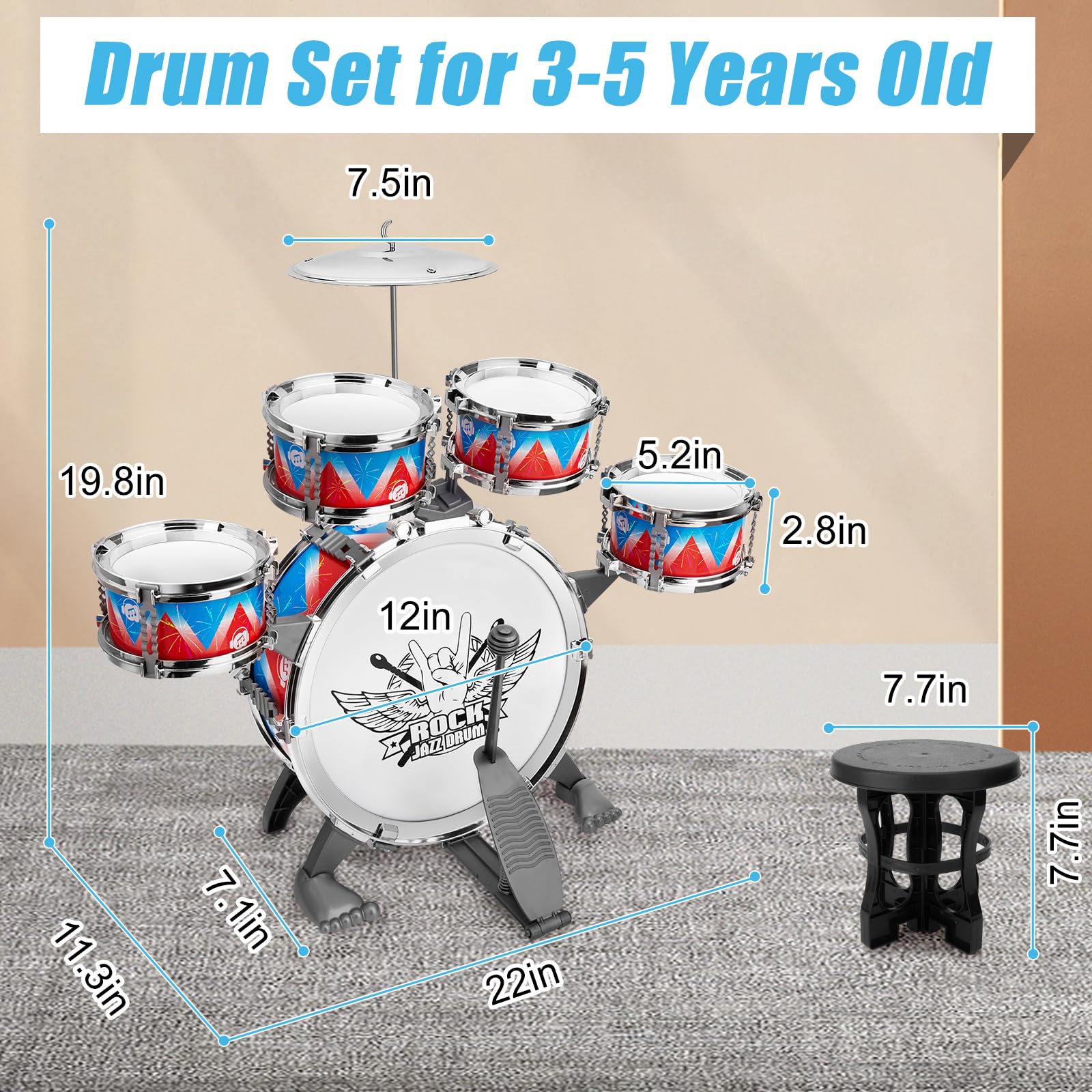 CHADRIGIVS toddler drum set snare drum 3 for jam sessions