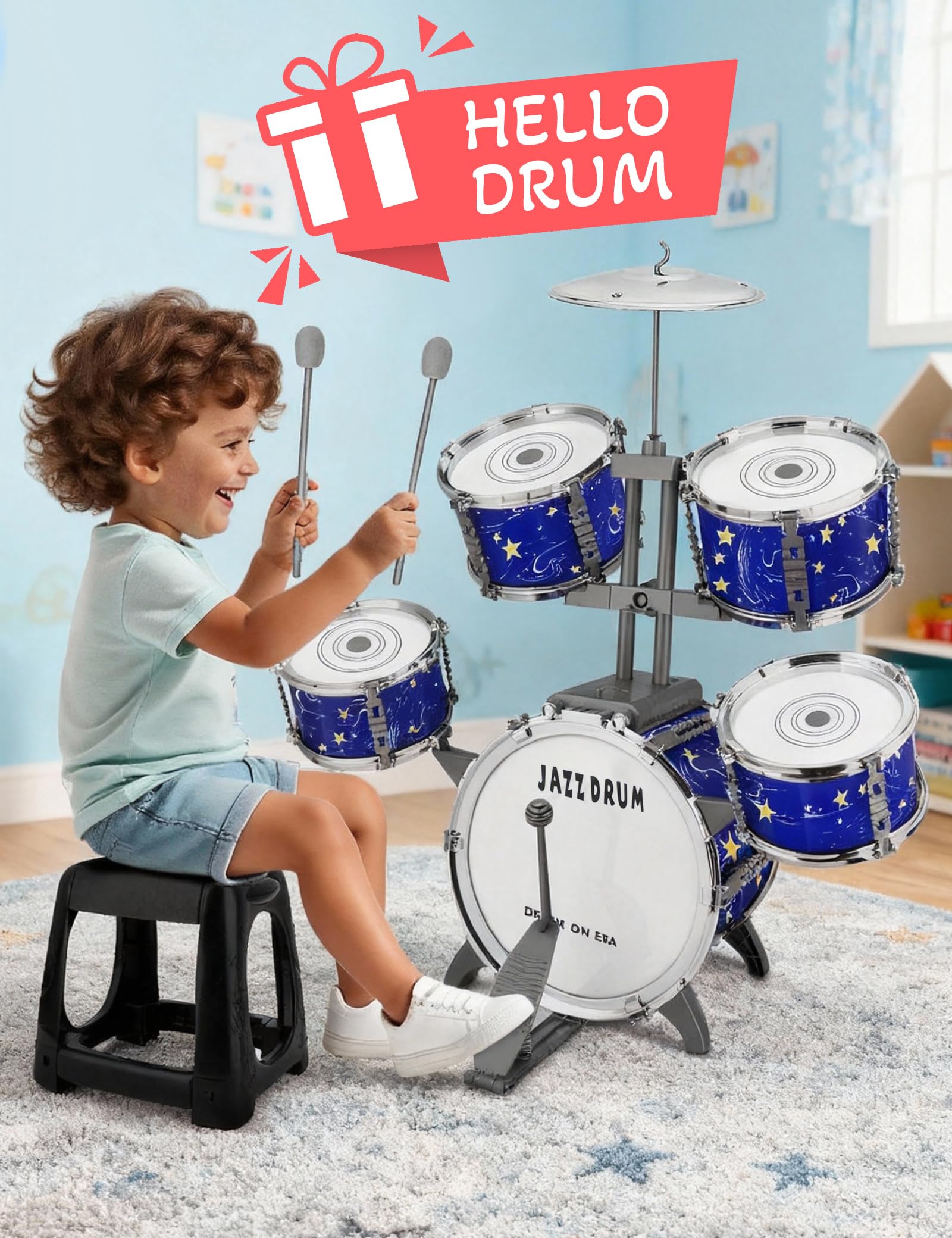 CHADRIGIVS Upgraded Kids Drum Set assembly enables quick setup