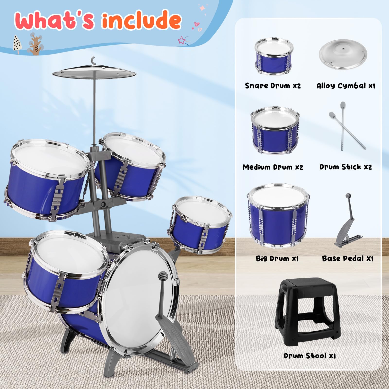 CHADRIGIVS Drum Set cymbal detail adds authentic rhythm element for budding musicians.