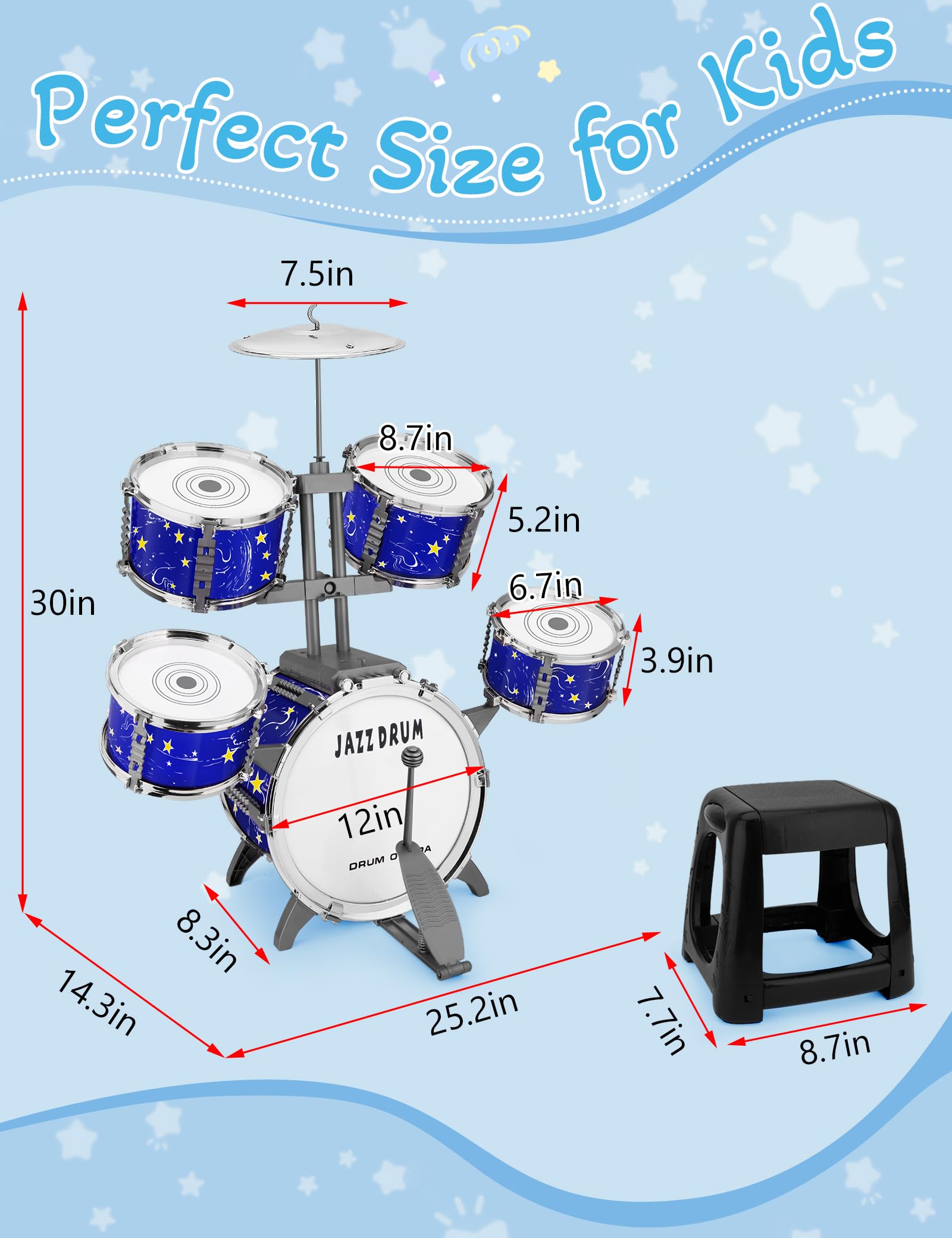 CHADRIGIVS Upgraded Kids Drum Set cymbal adds bright percussion tones