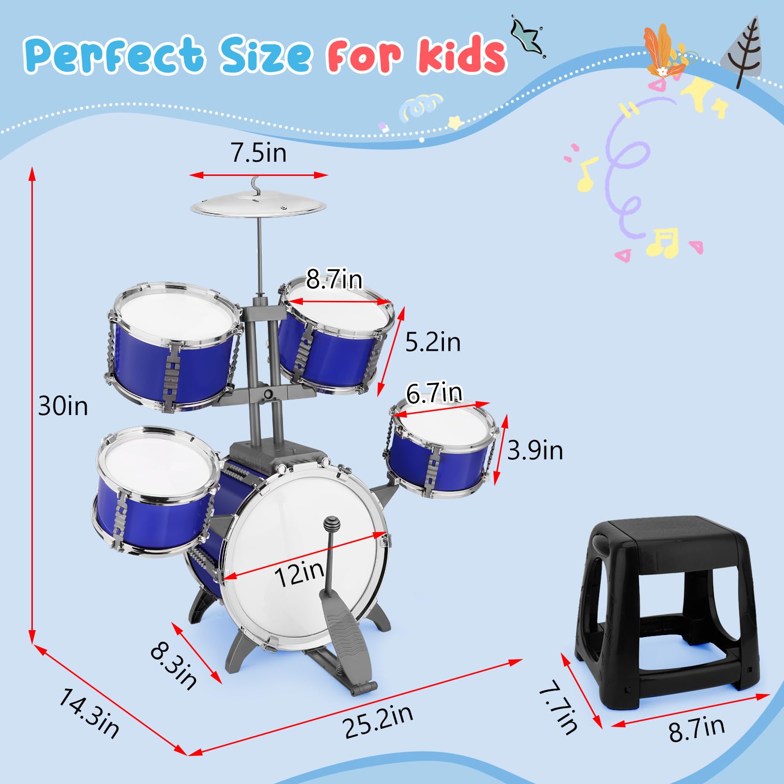 CHADRIGIVS Drumsticks included offer comfortable grip for beginners and kids.