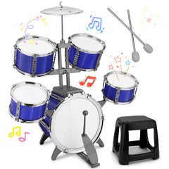 CHADRIGIVS Upgraded Kids Drum Set front view highlights lightweight, durable design for safe toddler play.