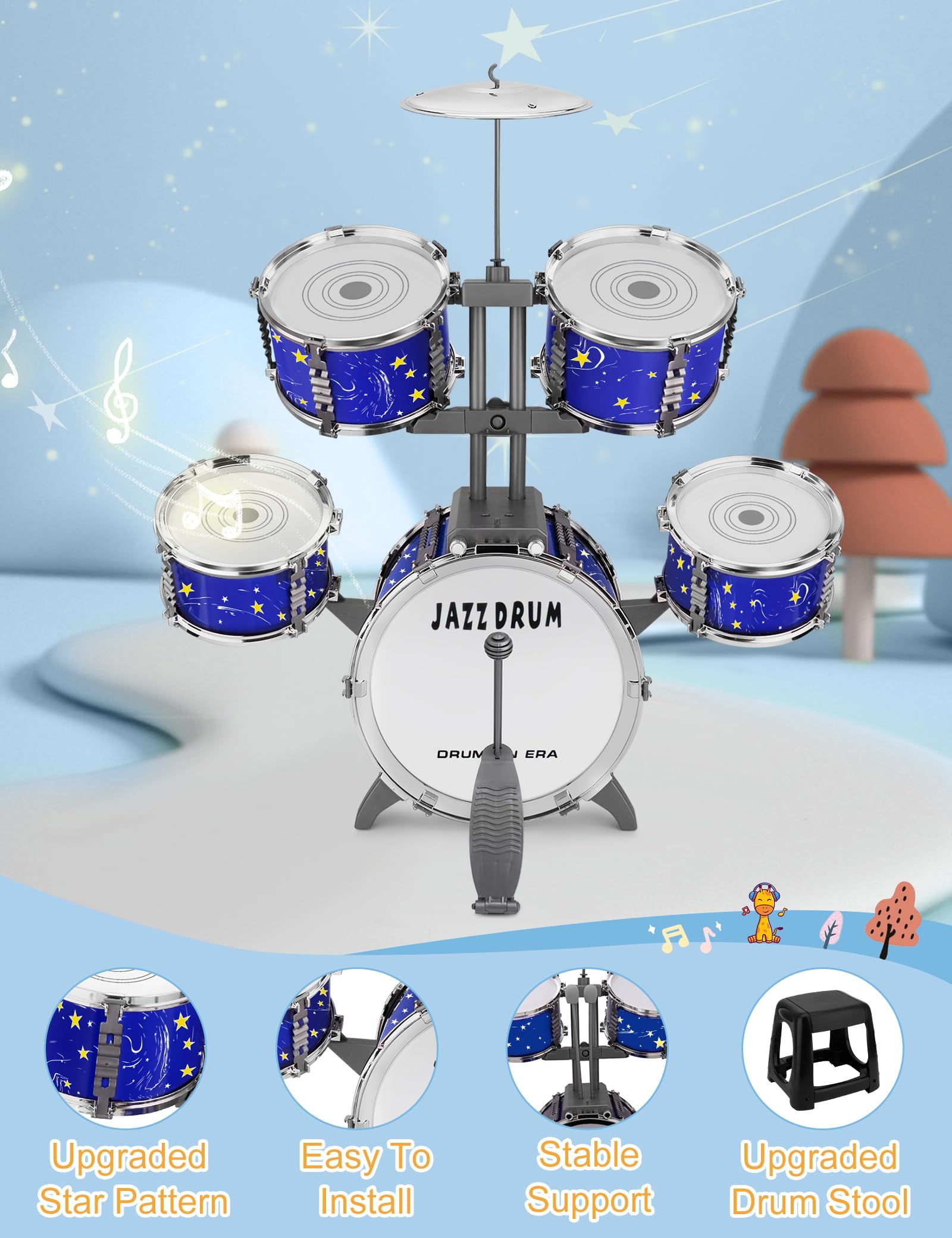 CHADRIGIVS Upgraded Kids Drum Set medium-drum aids hand-eye coordination