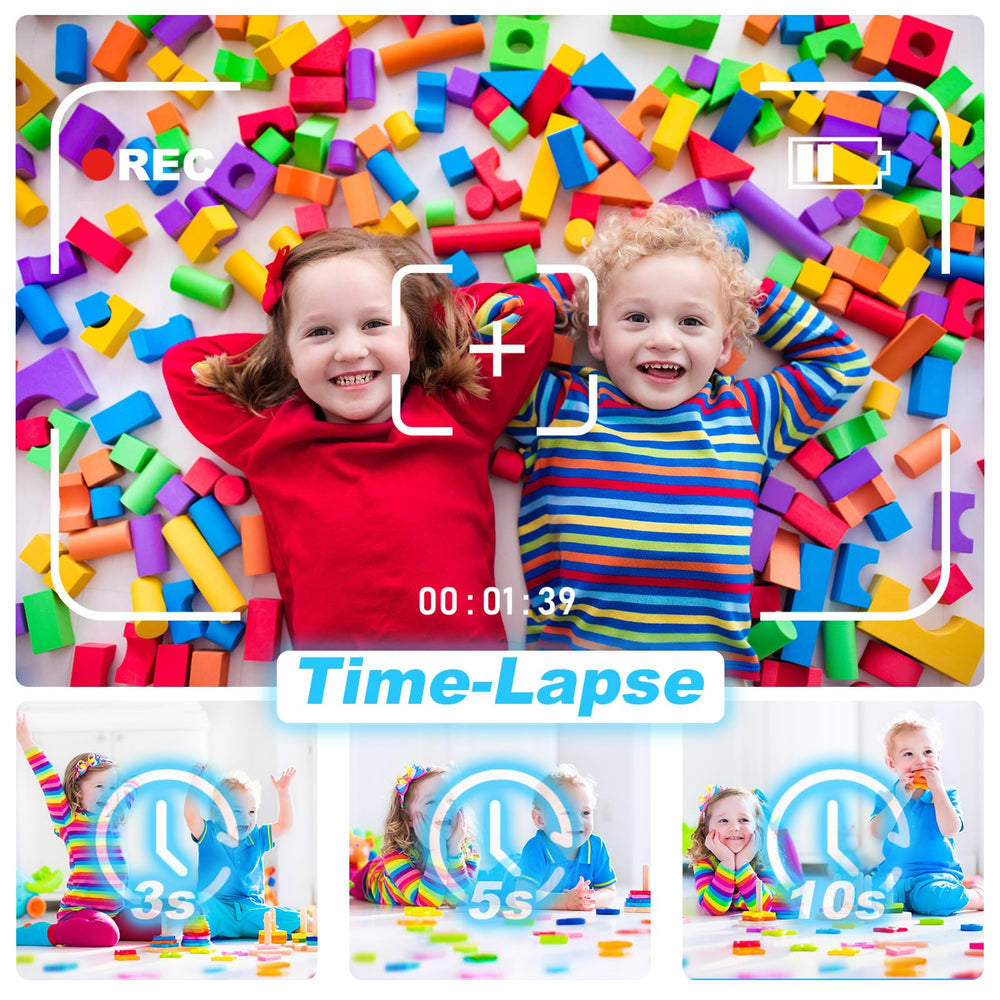 CHAKEYAKE Kids Camera long battery life for hours of play.
