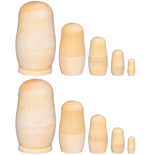 Chalyna 2 sets unpainted nesting dolls invite personalized crafts and gifts.