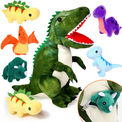 Chalyna plush dinosaur with giant tummy carrier for cuddling and imaginative play.