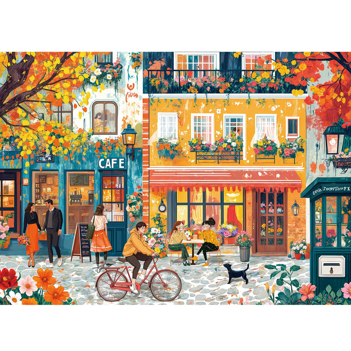 Chalzidar 1000-piece puzzle on a romantic European street for mindful focus and relaxation.