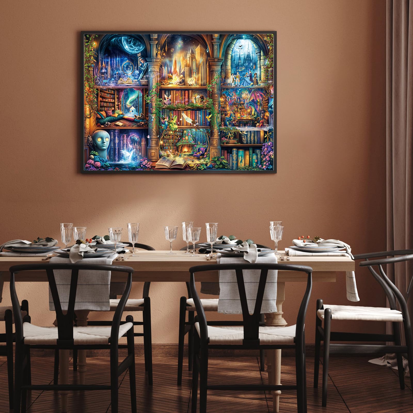 Chalzidar Enchanted Library puzzle poster guide assists assembly