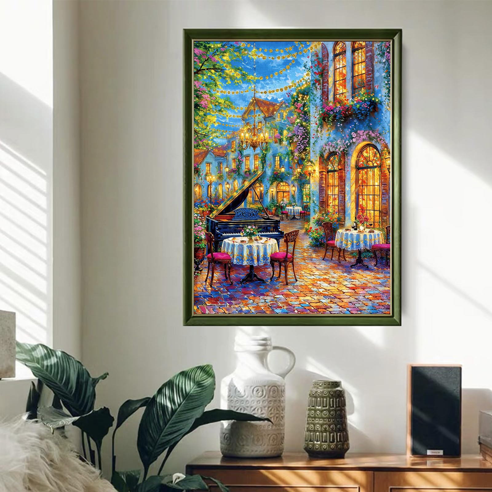 Chalzidar Romantic Piano Night decor idea enhances living room ambiance.