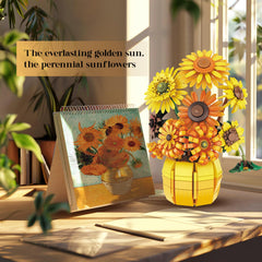 Chanbrick Sunflower Building Set sunflower petal detail highlights vibrant yellow tones.