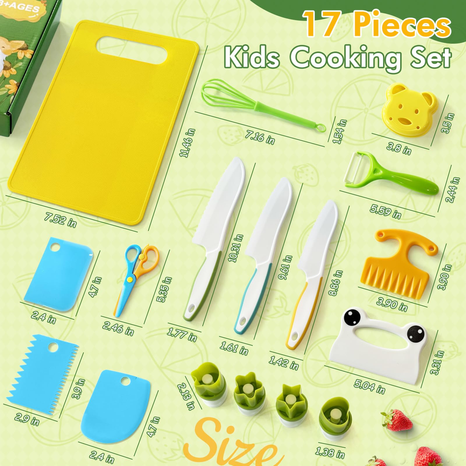Chanking 17-piece kids knife set bear cutter creates fun sandwich shapes