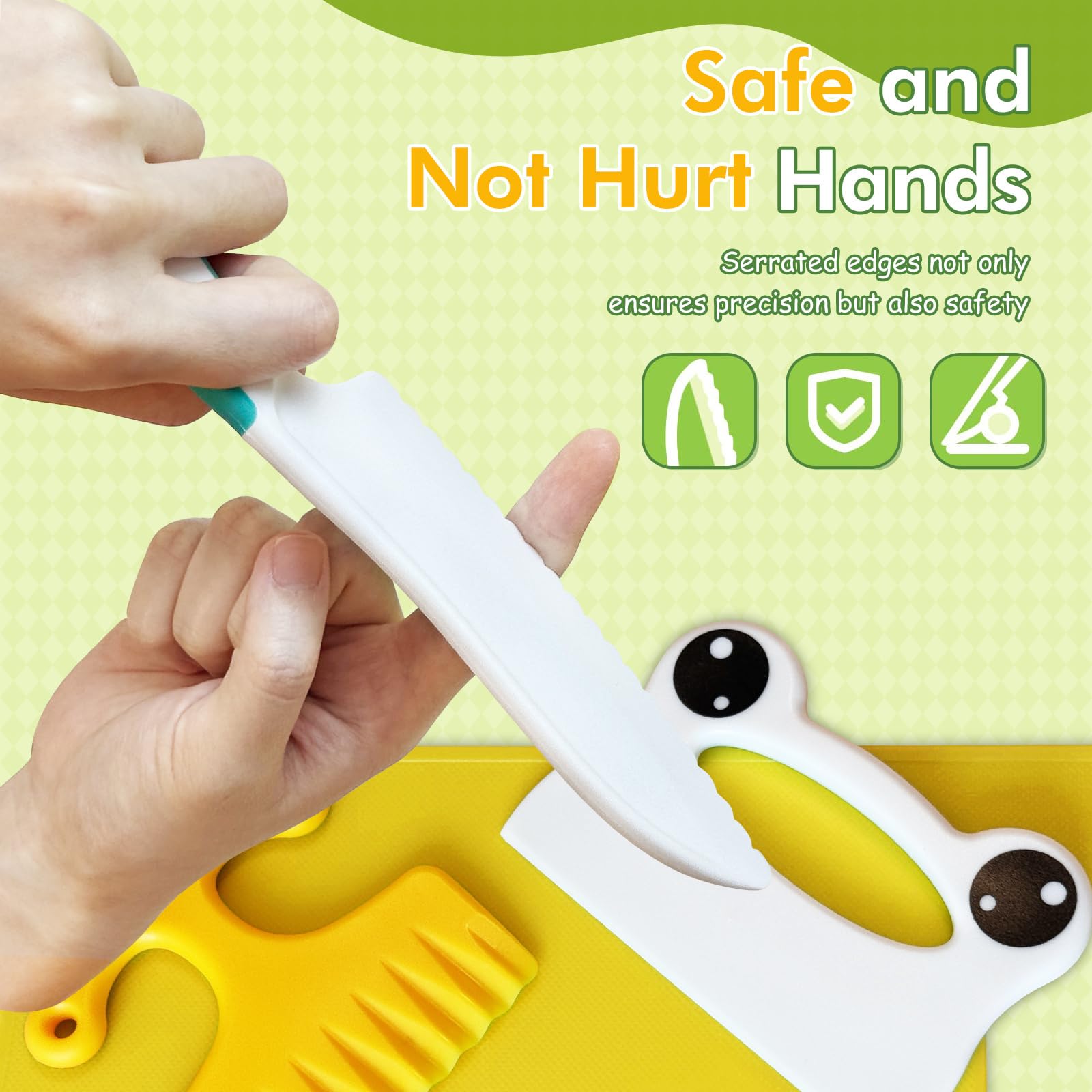 Chanking 17-piece kids knife set frog-handle knife adds playful safety features