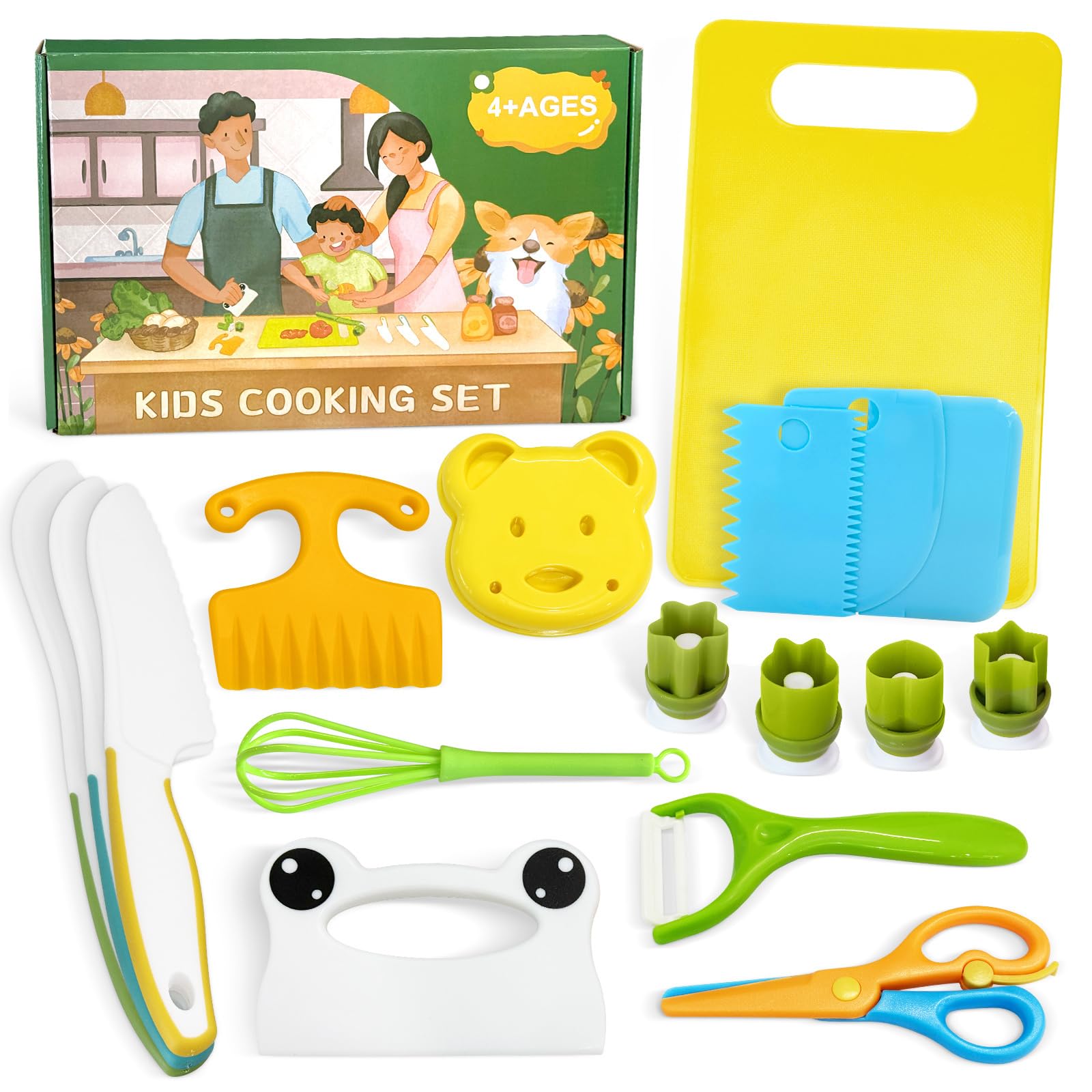 Chanking 17-piece kids knife set with peeler and scissors supports safe pretend cooking