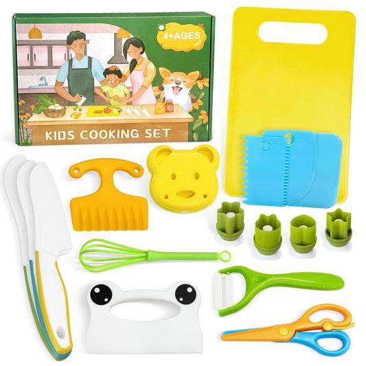Chanking 17-piece kids knife set with peeler and scissors supports safe pretend cooking
