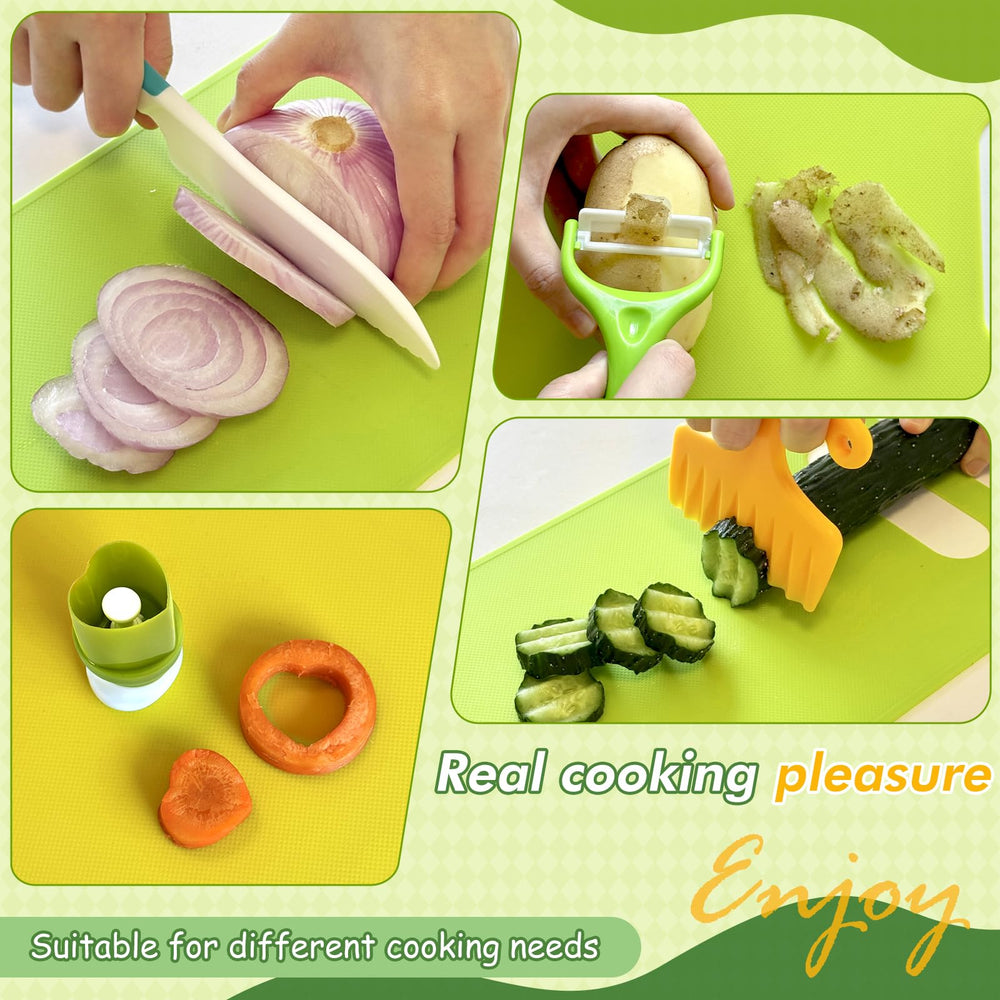 Chanking kids knife set green wavy knife for child-friendly slicing practice
