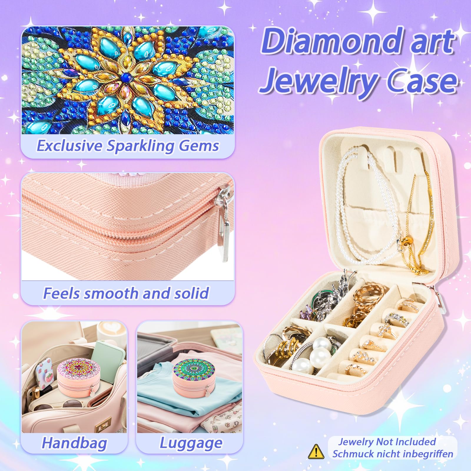 CharySim diamond painting pen and diamonds arranged for easy assembly