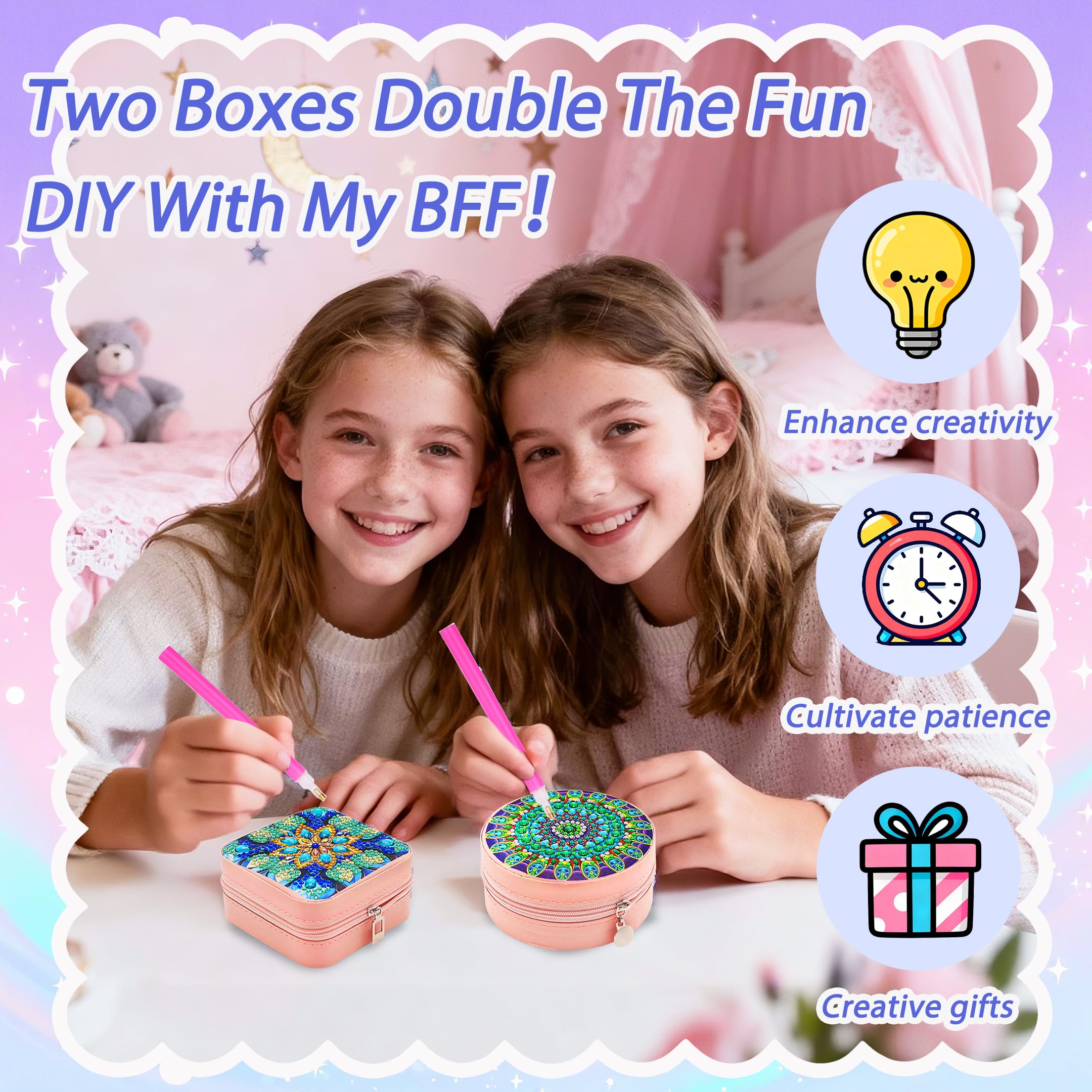 CharySim two jewelry boxes with diamond art essentials for creative at-home projects