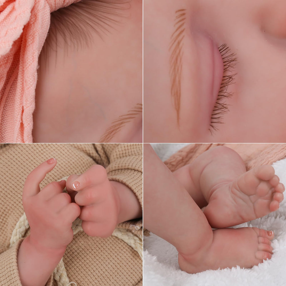 CHAREX Realistic newborn doll wearing three month clothes for wardrobe play