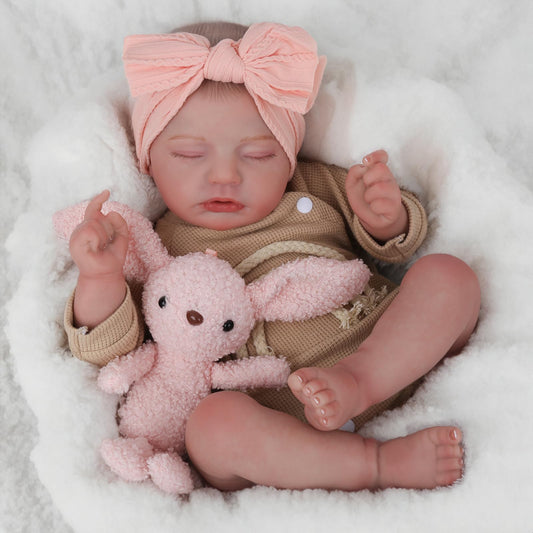 CHAREX Realistic newborn doll hair detail with rooted lashes for authentic aesthetics
