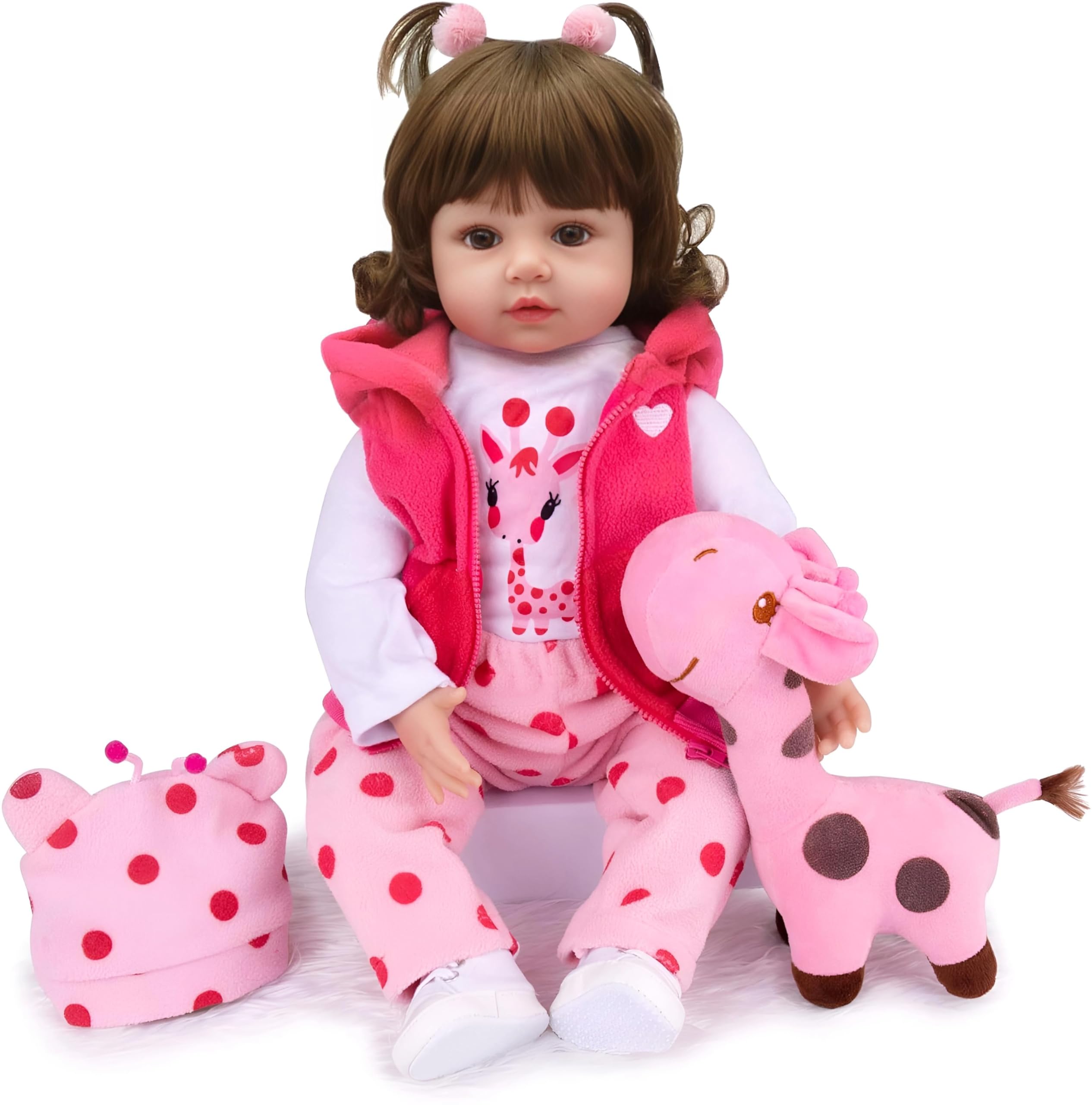 CHAREX Realistic Baby Doll 18in front view with lifelike eyes for imaginative play.