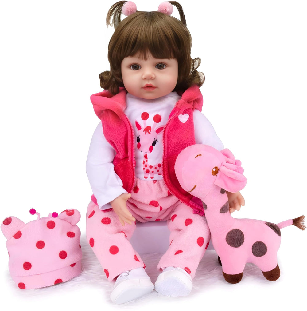 CHAREX Realistic Baby Doll 18in front view with lifelike eyes for imaginative play.
