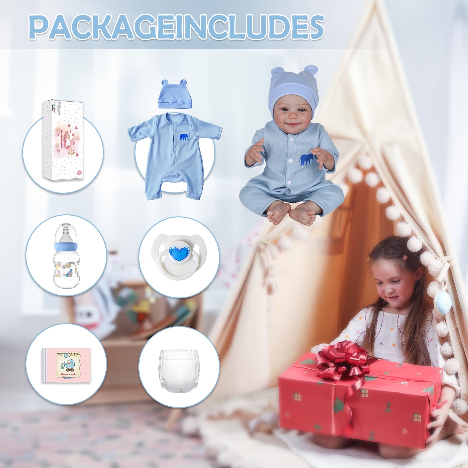 CHAREX Reborn Baby Boy birth certificate and box enhance gifting realism.