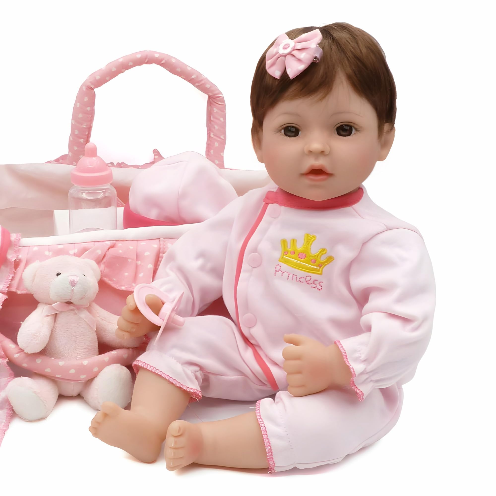 CHAREX Reborn Baby Doll face with hand-applied lashes for lifelike charm.