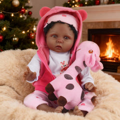 CHAREX Reborn Doll 22in face closeup with open eyes for storytelling.