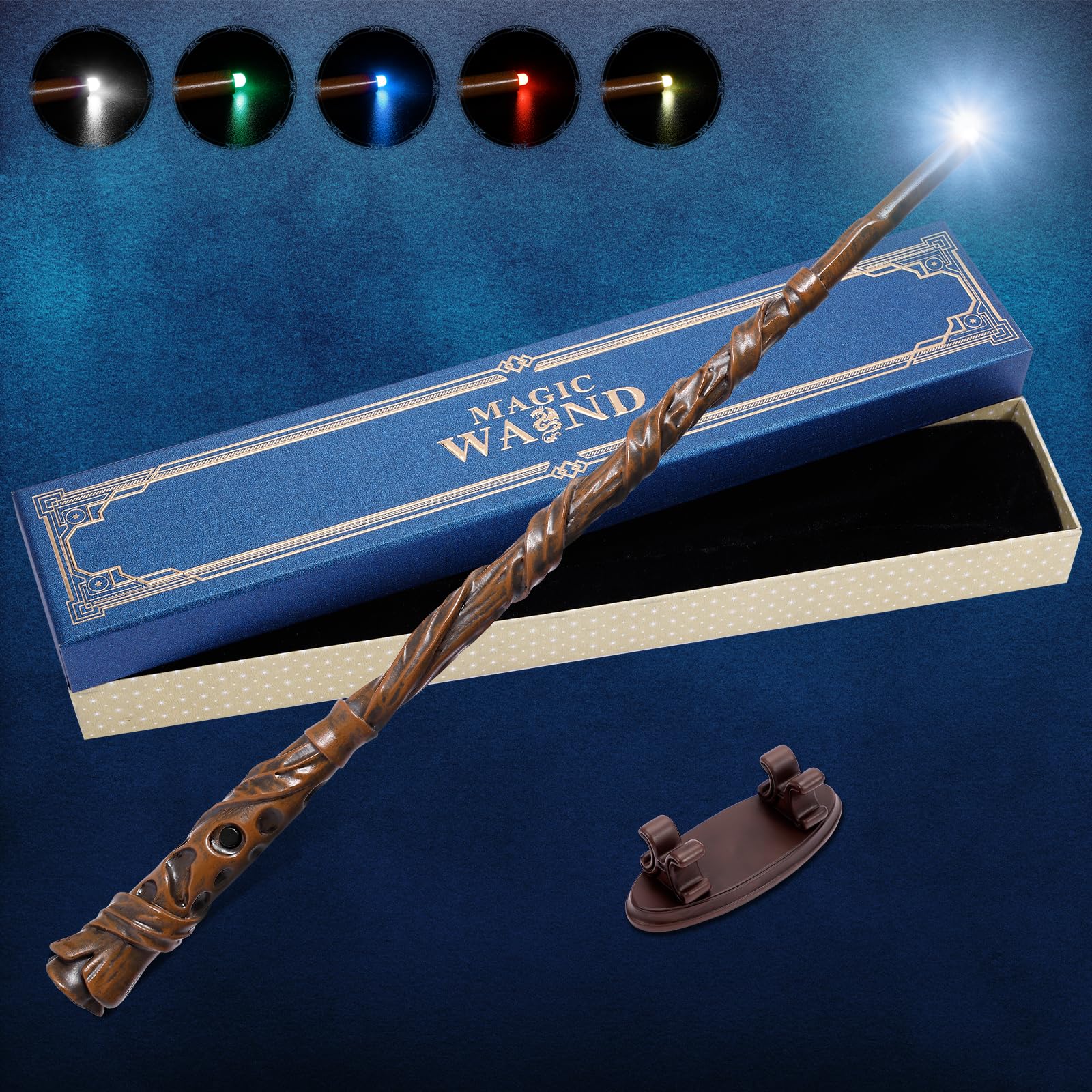 CharmFields Blossom Wand front view glows with floral detail for magical cosplay moments.