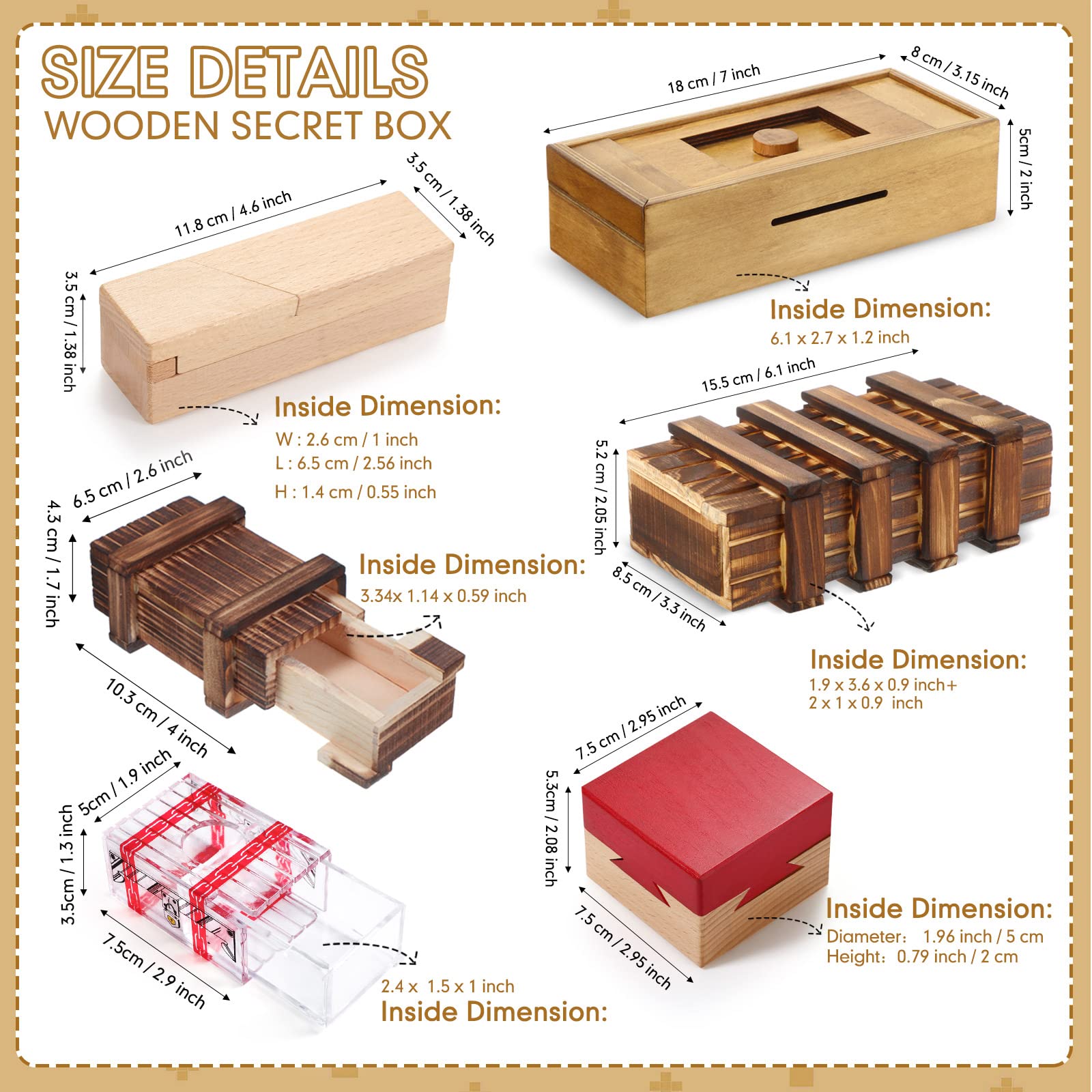 Charniol wooden gift box with secret storage space for small items.