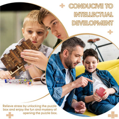 Charniol puzzle box with rich wood grain elevates gift appeal and curiosity.