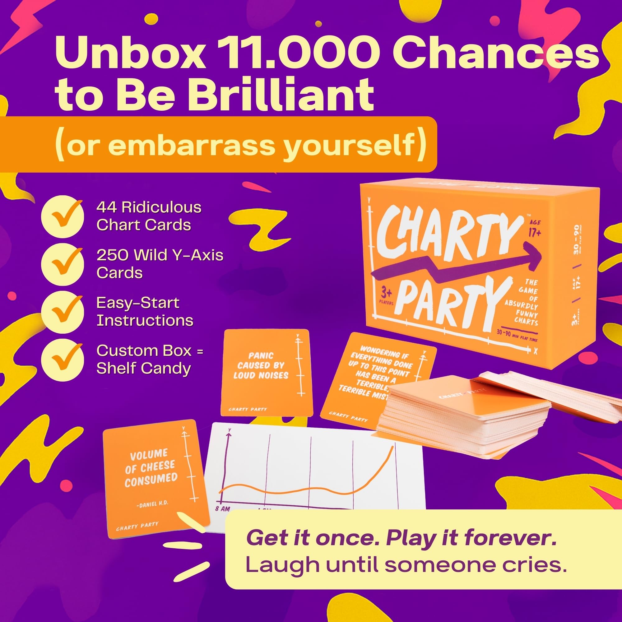 Charty Party card stock feels premium and durable for repeat play.