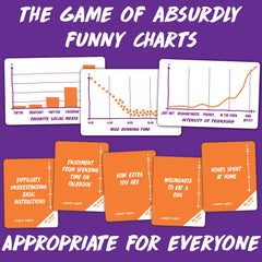 Charty Party game cards spread showing varied charts for quick humor.