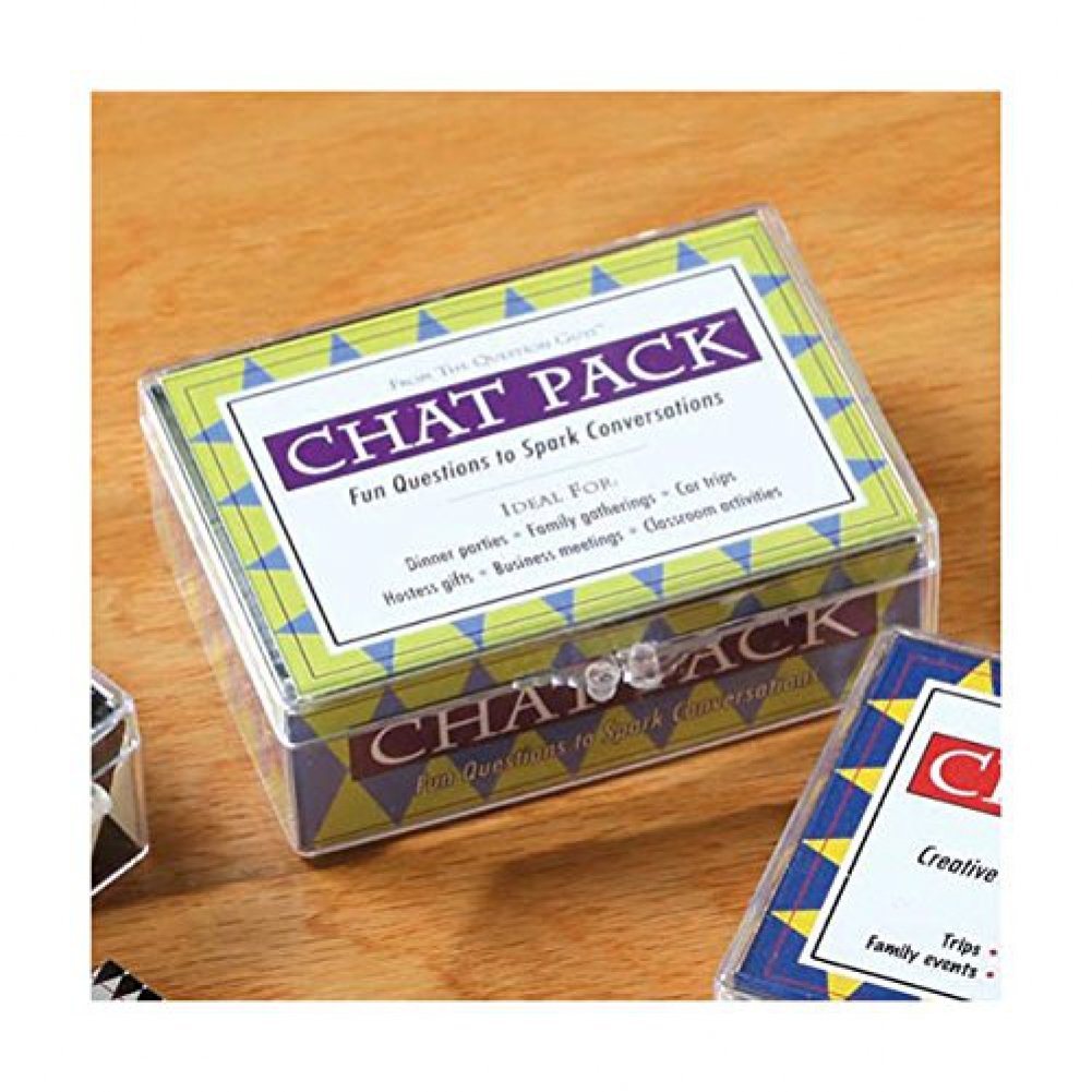 Chat Pack Original stylized cards in a plastic case spark conversations at gatherings