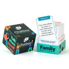 Chatbox 200 prompt cards help families bond during gatherings.