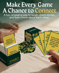 Chatterbox Conversation Cards spread across table during dinner talk.