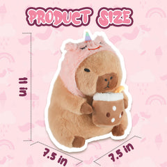CHDBLOCK Unicorn Capybara Plush hug shot highlights cuddle-ready design.