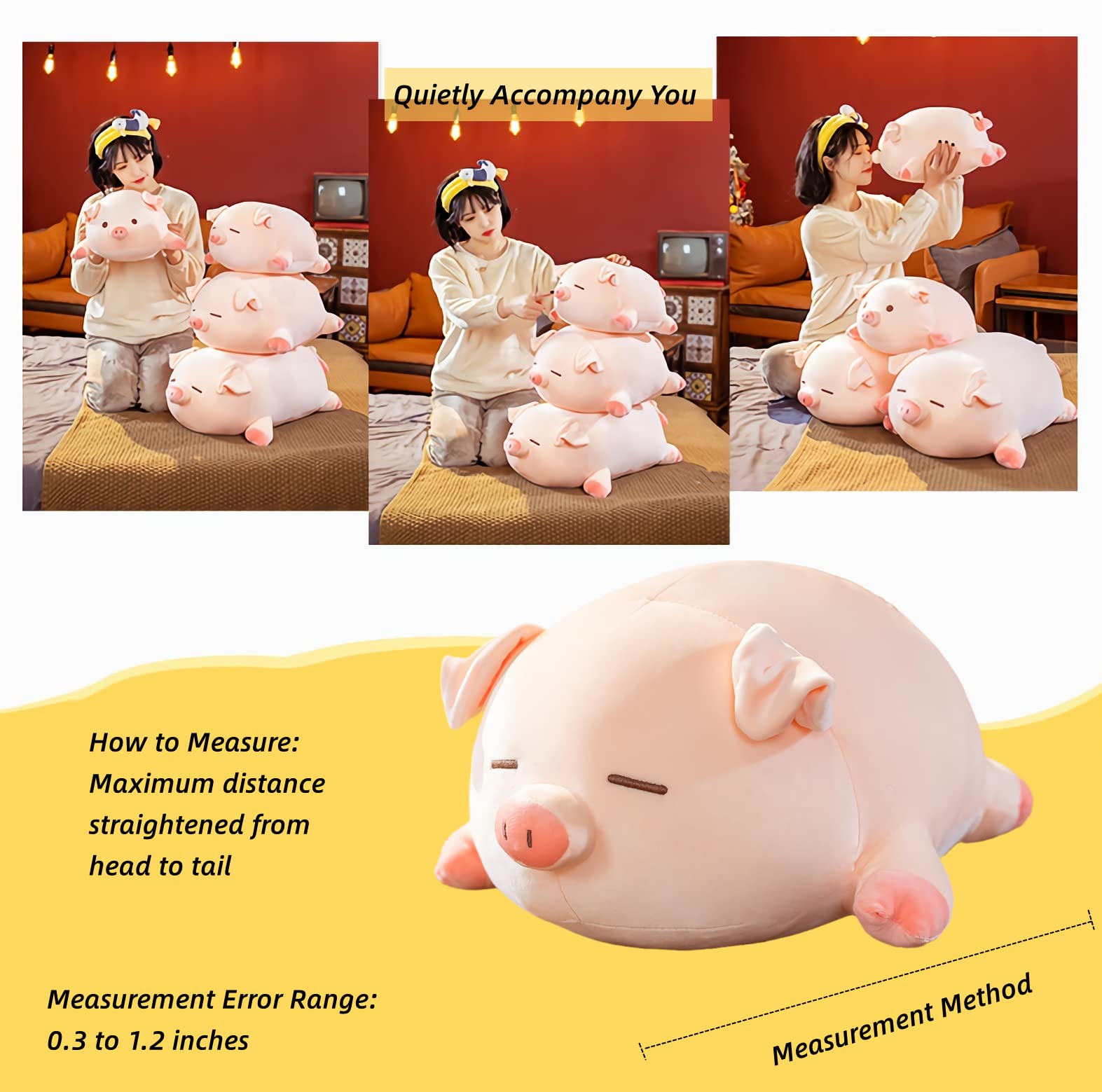 CHDGIOHA pig plush hugging pose highlights comforting cuddle moment